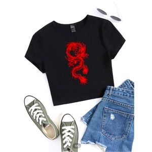 Black dragon crop top